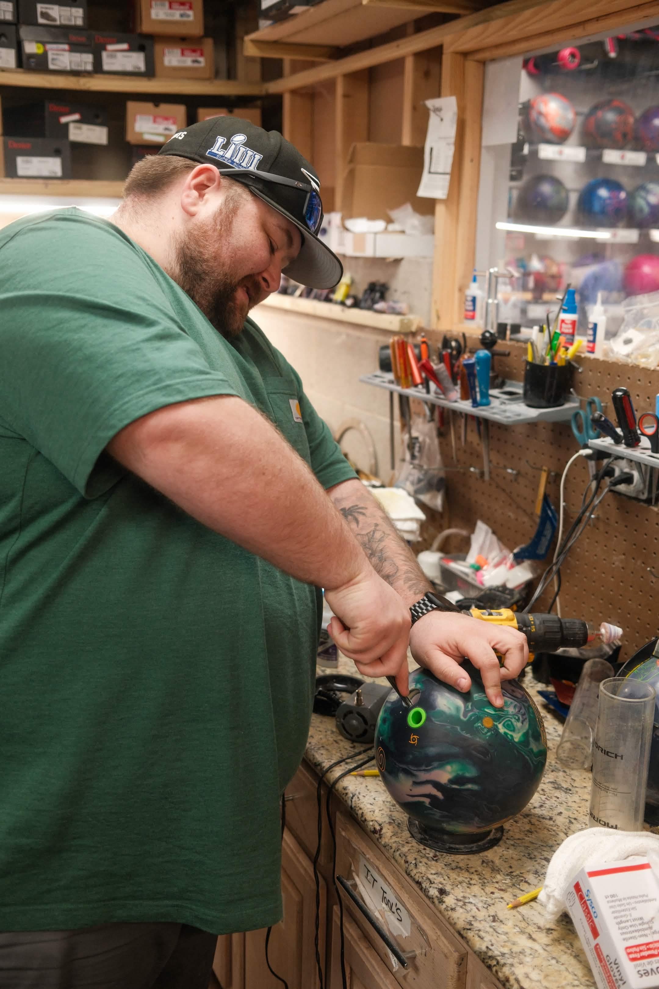 Ball drilling work area in the pro shop